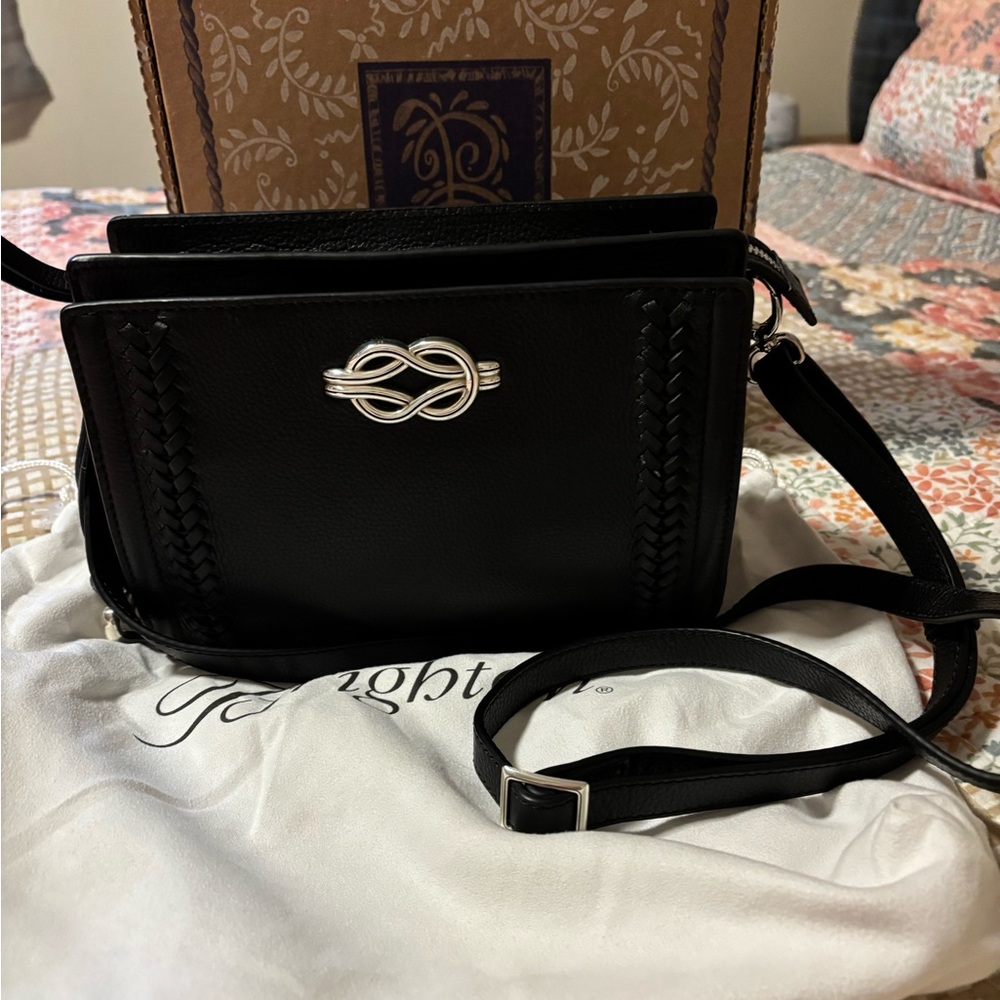 Brighton Black Crossbody Bag with Silver Accent